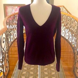 J Crew purple v neck sweater Sz M